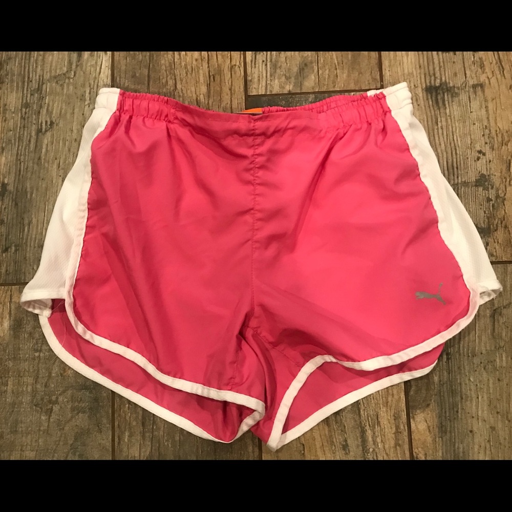 Puma Pink & White Athletic Shorts EUC L Large EUC